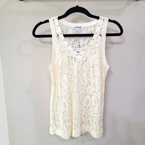 New, Ivory express lace tank